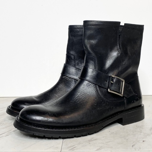 Frye Natalie Engineer Black Short Leather Boot 7 - Picture 1 of 15